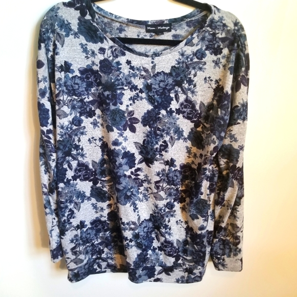 Mason and Mackenzie Stretch Floral Knit Top Large - Picture 1 of 7